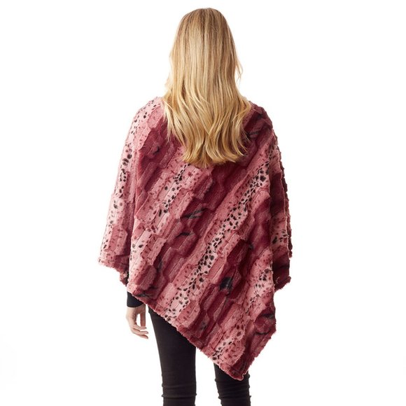 -Animal Print Faux Fur Poncho - Picture 2 of 3